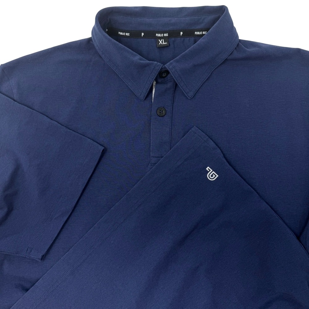 Public Rec Mens XL Go-To Polo Shirt Navy Blue Pima Cotton Tencel Stretch